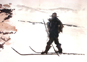 skiing postman